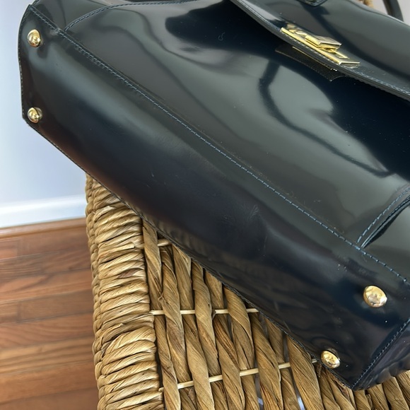 Elegant Navy Blue Handbag/Tote Italian Leather - Picture 8 of 10